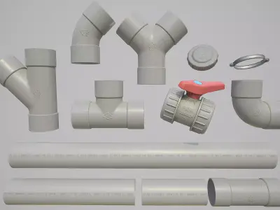 Modular Pipes Kit Low-poly 3D model