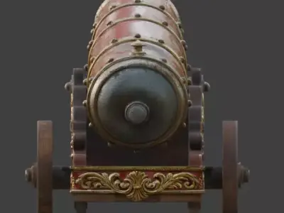 Vintage Circus Human Cannon 3D Model V02 Low-poly 3D model