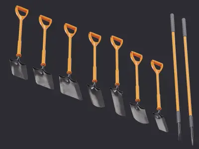 Shovel Pack 01 Ground Works Insulated Low-poly 3D model