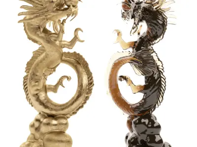 Chinese Dragon Statue with various finishes 3D model