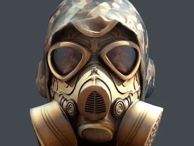 Gas mask helmet 3d model military combat Low-poly Low-poly 3D model get