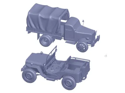 vehicle pack  military truck ambulance jeep 3D print model
