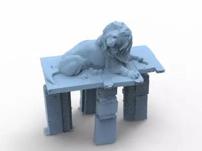 Aslan Stone table low detail Low-poly 3D model