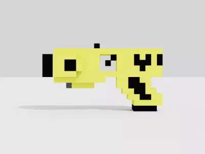Voxel Teasergun Low-poly 3D model