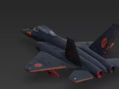 Halloween Interceptor Jet 3D Model Spooky Air Superiority Low-poly 3D model