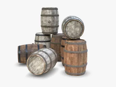 Wooden barrels Low-poly 3D model order