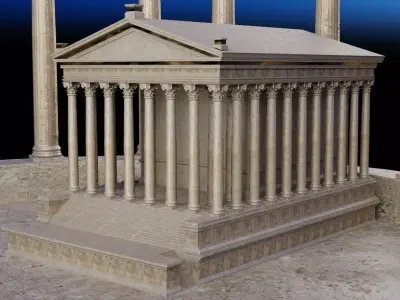 the ancient temple Low-poly 3D model