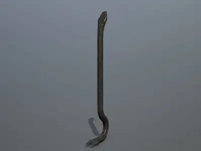 Crowbar long metal stick Low-poly 3D model