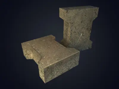 Brick stone block Low-poly 3D model