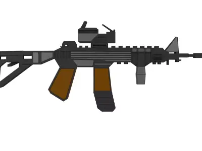 Machine gun  Low-poly 3D model