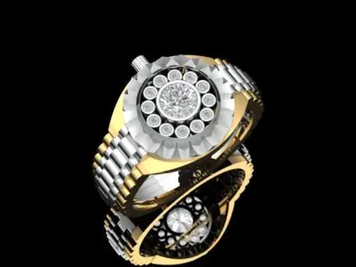 Rings gold and diamond ring 3D print model