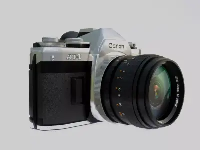Canon AT-1 Retro Camera with Lens Low-poly 3D model