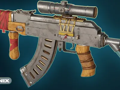 AK 47 -Game-Ready - Metro Style Low-poly 3D model