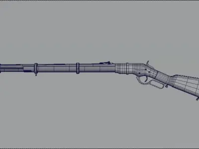 Shotgun rifle with wooden handle Low-poly 3D model
