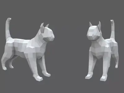 Low poly cat pair of cats Low-poly 3D model