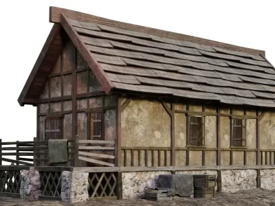 Old House Medieval 18 PBR 4K GameReady Low-poly 3D model