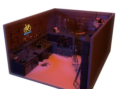 Bicycle Service Workshop 3D model