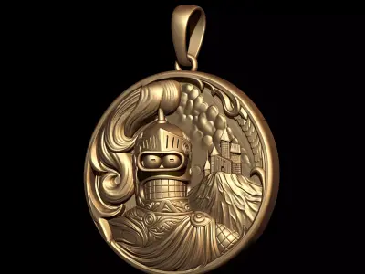 Bender Cartoon Coin Pendant 3D print model