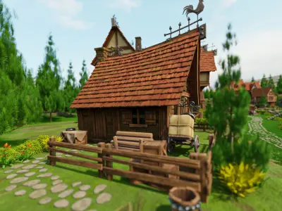 STYLIZED MEDIEVAL BUILDING ENVIRONMENT PACK 3D Model Collection