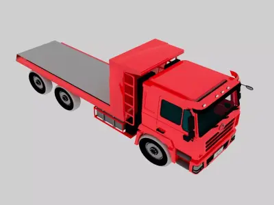 3 Axle Flatbed Truck 3D Model High Quality Low Poly Design Low-poly 3D model