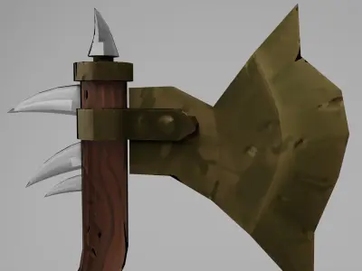 low-poly fantastic battle axe Low-poly 3D model