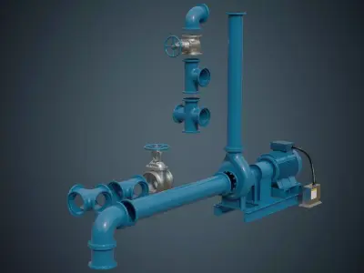 Water Pump 3A Low-poly 3D model