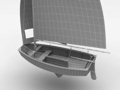 Pram Sailboat Blue 3D model