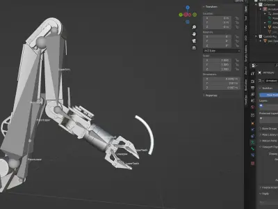 ROV arm - PBR - rigged Low-poly 3D model