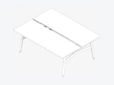 Desk - Timberline - Workstation - Dbl - Side - 2 - Person - Low Low-poly 3D model