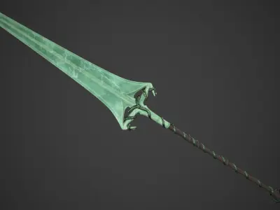 Fantasy Hallberd Low-poly 3D model