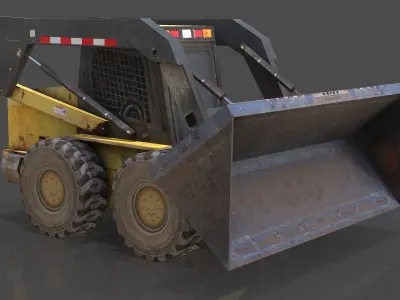 Low Poly 3D Model of Skid-Steer Loader Excavator Low-poly 3D model