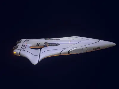 High tech sci-fi spaceship Low-poly 3D model