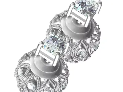 Antique Ball Shaped Diamond Earring 3D print model