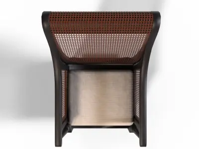 Dark Ash Cane Bergere Chair Low-poly 3D model