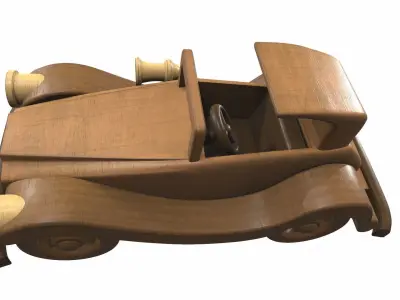 Wooden car toy retro 1 Free 3D model