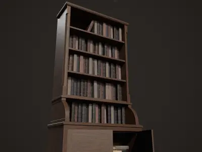 Victorian Bookcase Low-poly 3D model