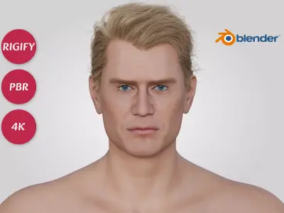 Dolph Lundgren - Male Celebrity Actor - Classic Side Part Hair Low-poly 3D model