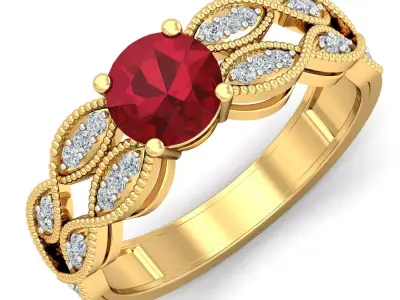 Antique Design Ruby Engagement Ring 3D print model