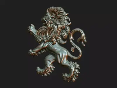 lion logo cnc laser wood home artcam decor asset crest beast cad 3D print model