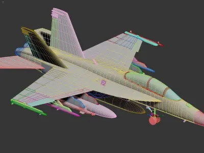 3D model of a fighter jet aircraft Low-poly 3D model
