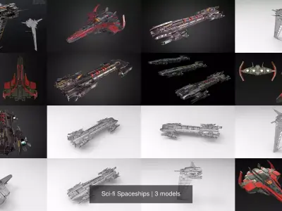 Sci-fi Spaceships 3D Model Pack purchase