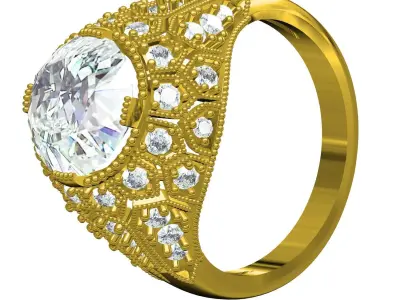 Antique Art Deco Vintage Ring 2 3D print model purchase