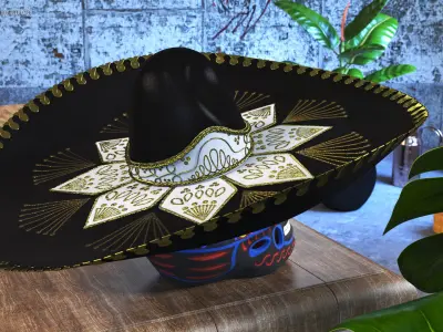 Dark Mariachi Skull 3D model