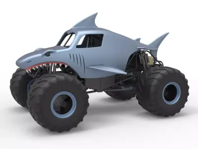 Shark Monster Truck Scale 1 to 25 3D print model