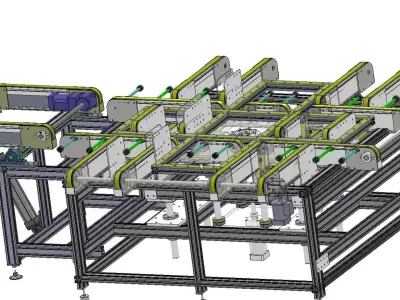 Glass and Wooden Panel Handling Belt Conveyor 3D CAD Model  3D model