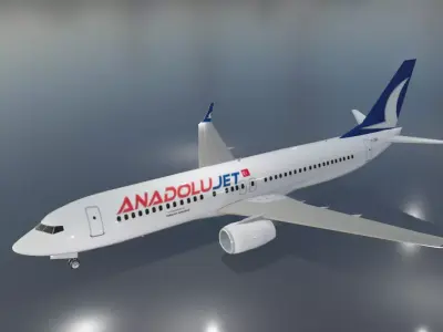Anadolu jet Boeing 737-800 low poly 3D model Low-poly 3D model