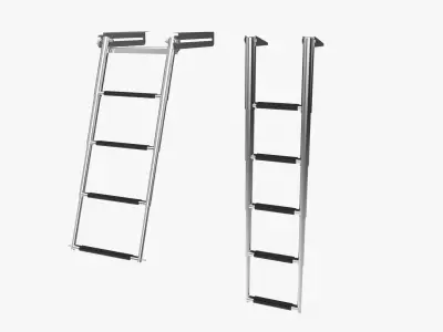 2 Boat Stainless Telescopic Folding Ladders 3D model