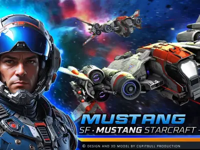 SF MUSTANG Starcraft - P52 Low-poly 3D model