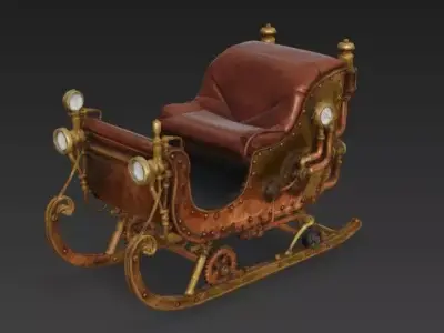 Steam-Runner Copper Sleigh 3D Model Low-poly 3D model