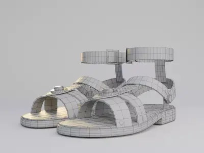 Roman Caligae Leather Sandals Low-poly 3D model